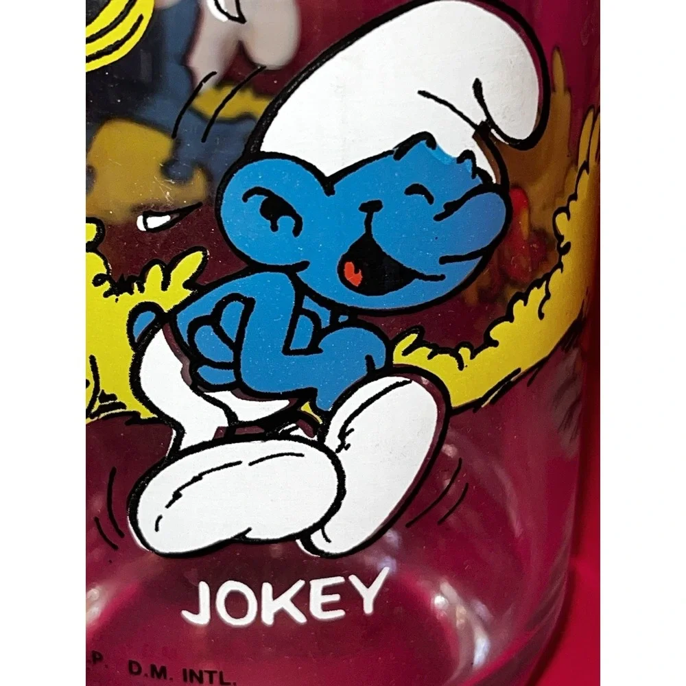 VINTAGE‎ JOKEY SMURF COLLECTIBLE  SMURFS DRINK GLASS CUP PEYO, 1982  6